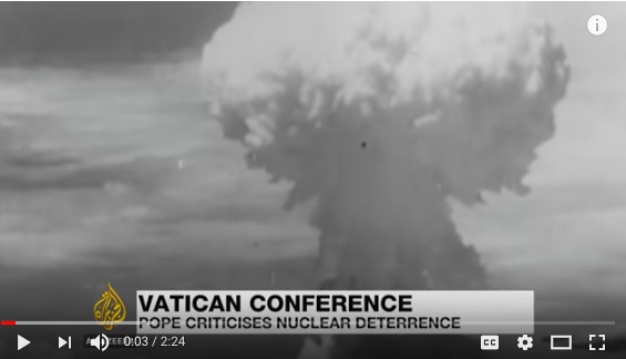Pope Francis denounces nuclear weapons possession