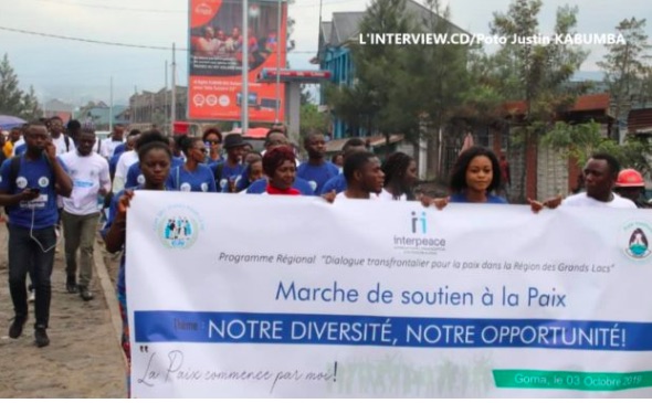 Young people from DRC and Rwanda demonstrate in Goma for peace in the sub-region