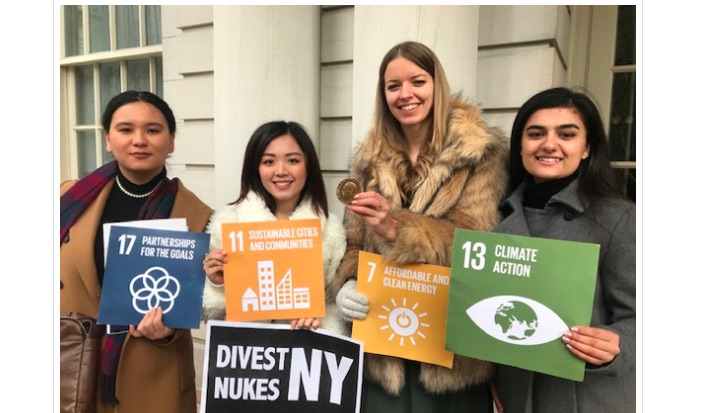 Youth representatives speak out for Nuclear Disarmament at the NY City Hall