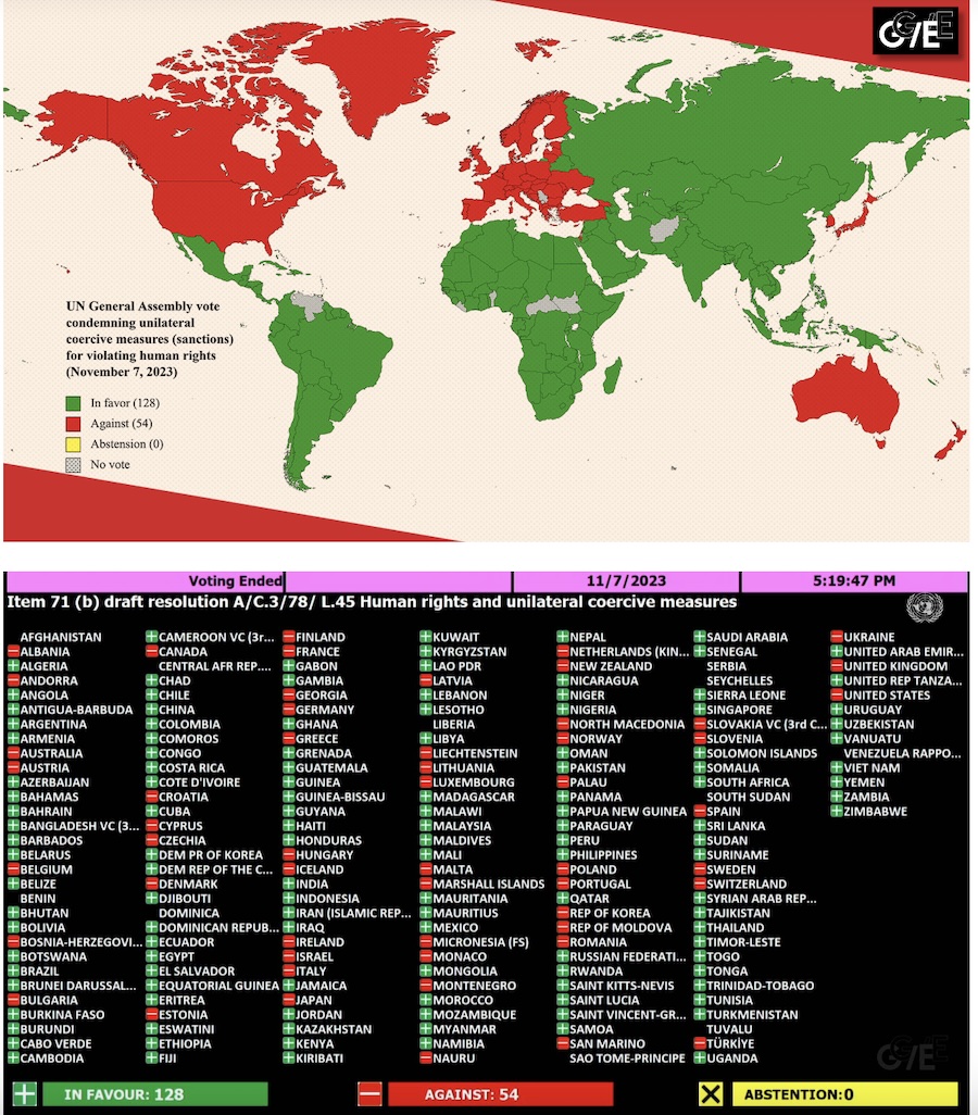 Nations Unies : l’Occident vote contre la démocratie, les droits de l’Homme et la diversité culturelle ; promeut les mercenaires, sanctions
