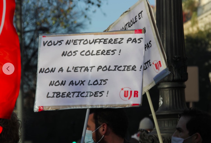 The people of France : No to a police state!