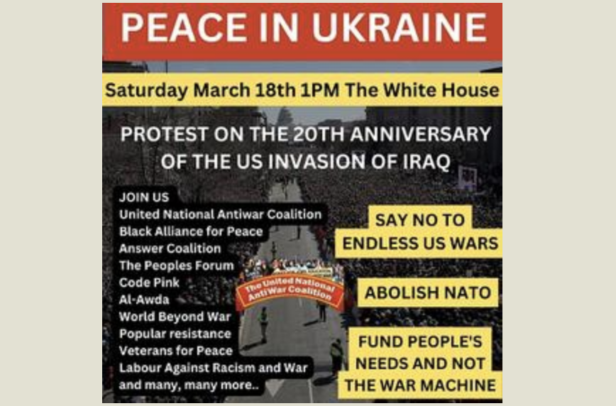 National March on Washington March 18 : Peace in Ukraine