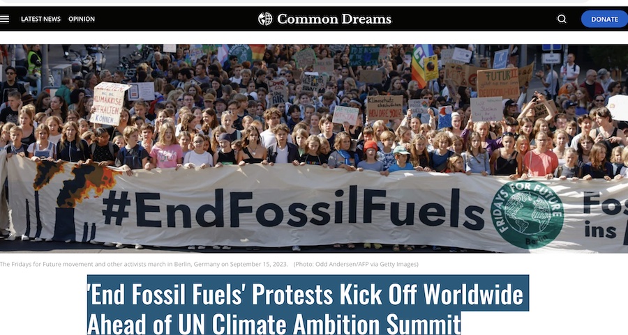 'End Fossil Fuels' Protests Kick Off Worldwide Ahead of UN Climate Ambition Summit