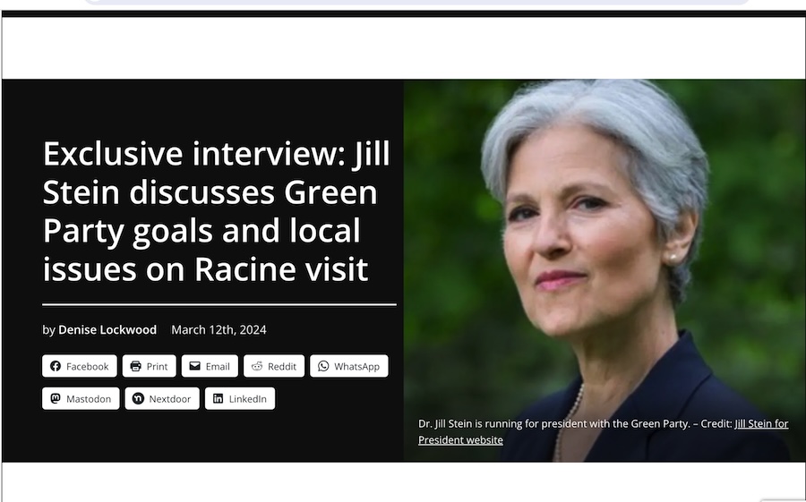 United States: Exclusive interview: Jill Stein discusses Green Party goals and local issues on Racine visit